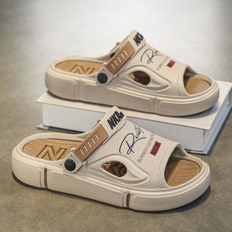 Cross-border Sandals and Slippers for Men Summer Outer Wear Thick-soled Shit-feeling Beach Sandals Fashionable Two-wear Driving plus size