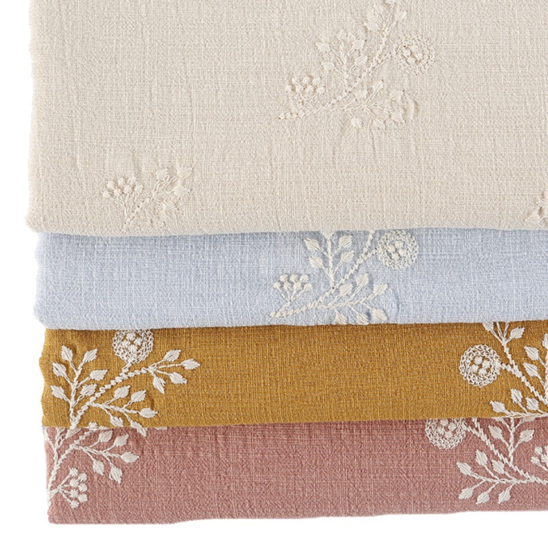 2022 spring and summer new pastoral style embroidered bamboo cotton embroidered cloth women's clothing dress bag fabric