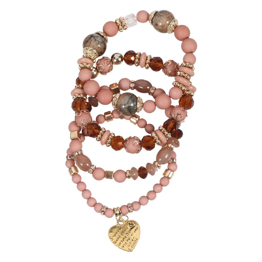 Bohemian Cross-border Ocean Style Original Candy Color Love Pendant 4 Beaded Crystal Bracelet Female