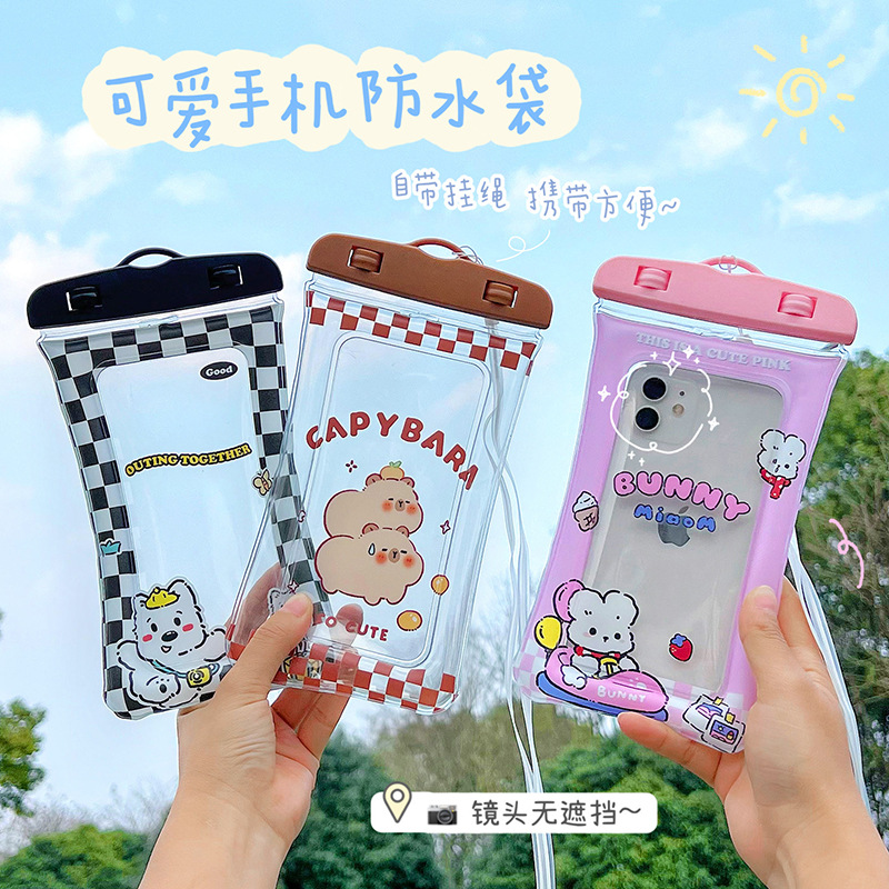 Lovable Kabibala Mobile Phone Waterproof Bag Cartoon Airbag Floating Touchscreen Protective Cover Swimming Mobile Phone Bag