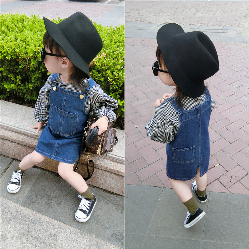 Picture of Girls' Denim Suspender Skirt Spring and Summer New Suspender Dress Denim Skirt Fashionable Popular Baby Long Skirt Gaun