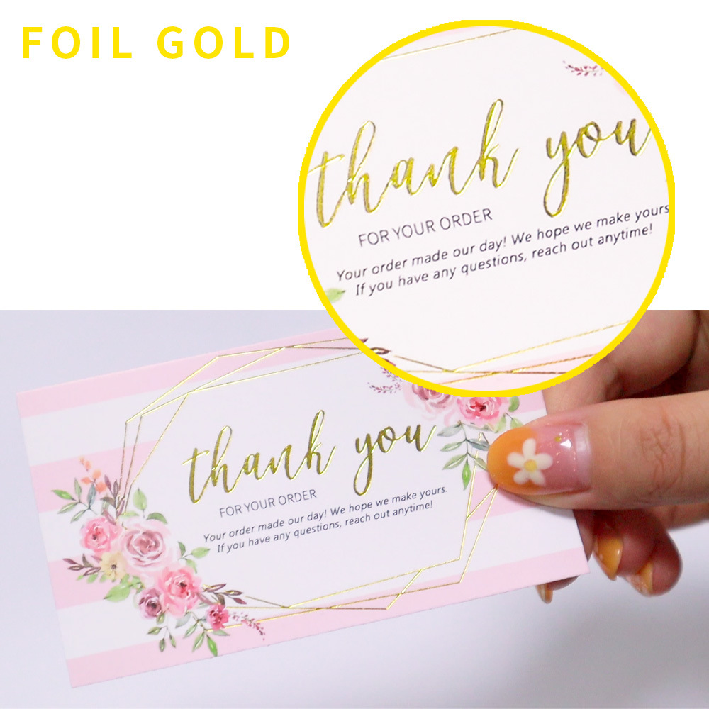 Picture of 30 sheets/Pack simple flower Thank You stamping card business card gift packaging decoration card English mini thank you card