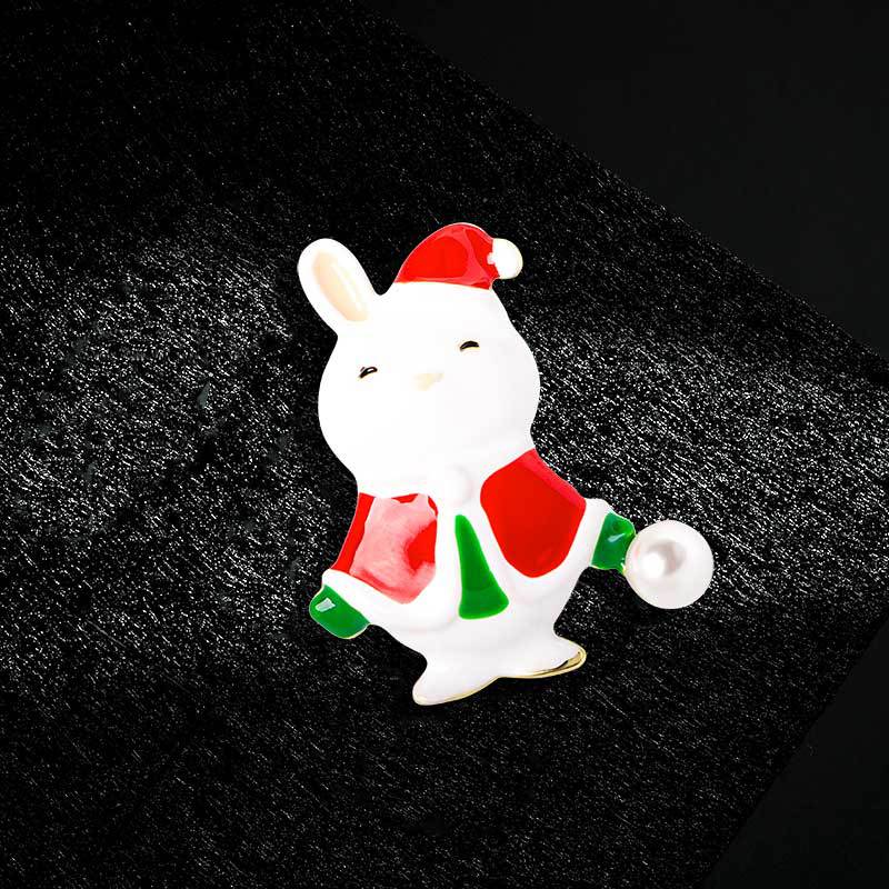 Picture of European and American Christmas brooch cartoon cute red brooch fashion high-end oil drop pin for men and women