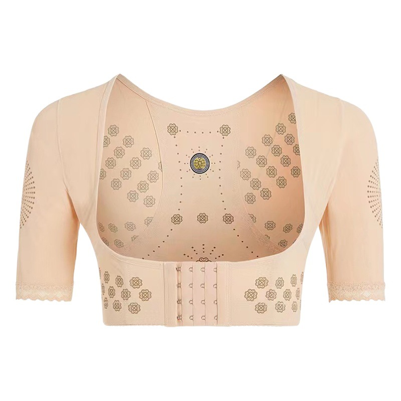 Women's Body Shaping Clothes Genuine Caffeine Collating Parametrium Bracing Chest Gathering Back Card Thin Vest Short-sleeved Women's Underwear