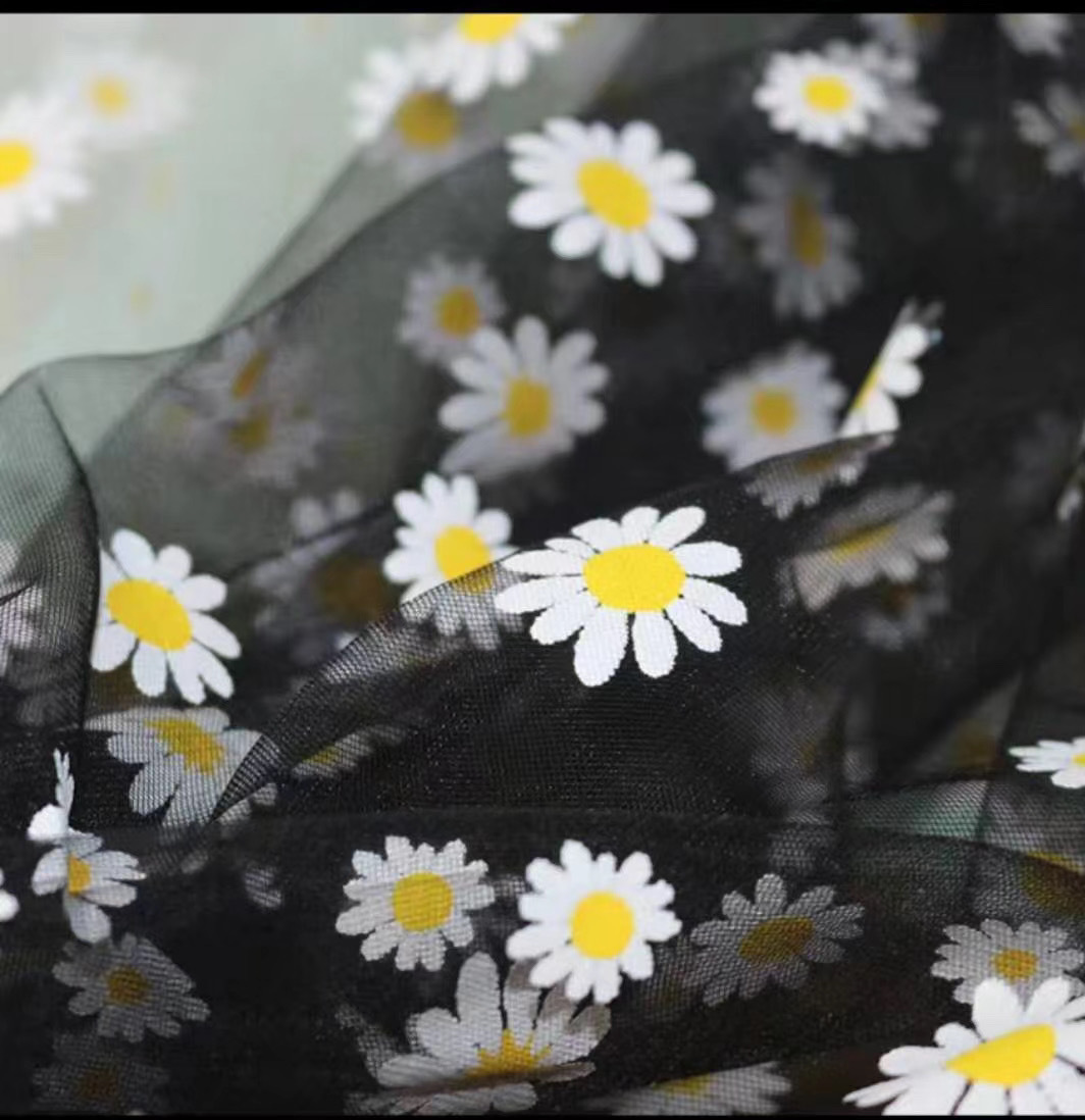 Nylon Mesh Offset Printing Daisy Soft Yarn Children's Wear Lolita Fairy Skirt Mesh Fabric Soft Breathable