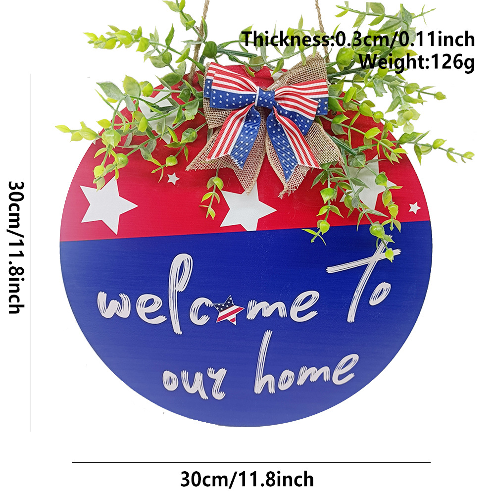 Picture of in stock Cross-border US Independence Day Wooden Listing National Flag Logo Door Hanging Door Plate Decorations Wooden Craft Listing