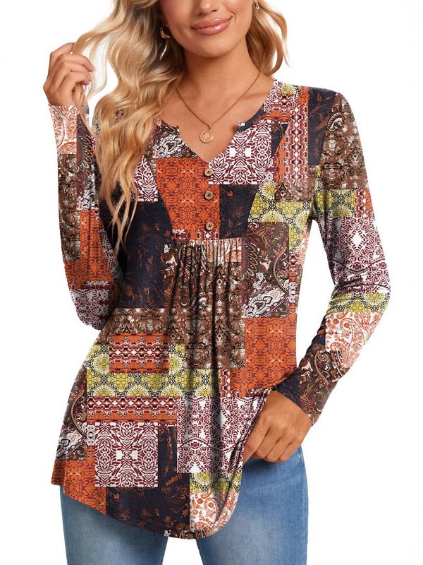 2024 European and American Amazon Women's Long-sleeved Belted Top V-neck Button-down Shirt Casual Pleated Basic Pullover
