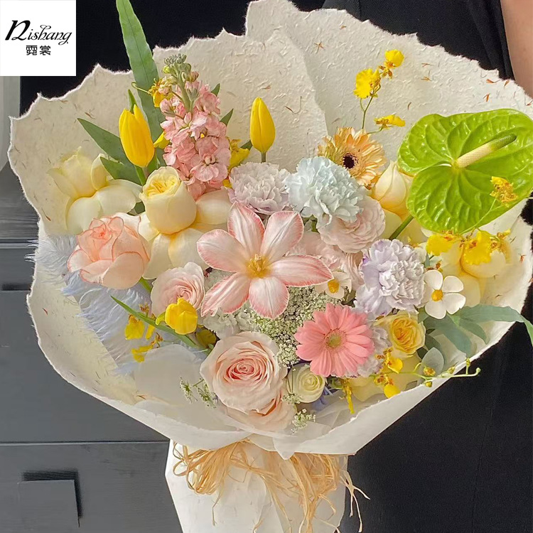 Autumn and winter new hand-torn Dongba paper flower bouquet wrapping paper floral wrapping paper handmade DIY material art paper