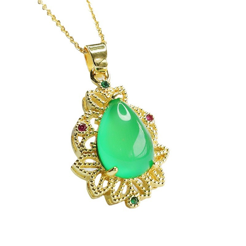 Picture of Xinyu Ice King Green Chalcedony Pendant Agate Necklace National Tide Jewelry Factory Wholesale MN4012302