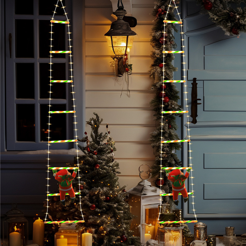 Christmas decoration ladder lights Santa Claus climbing ladder lights shop Christmas tree window wall festive atmosphere lights string