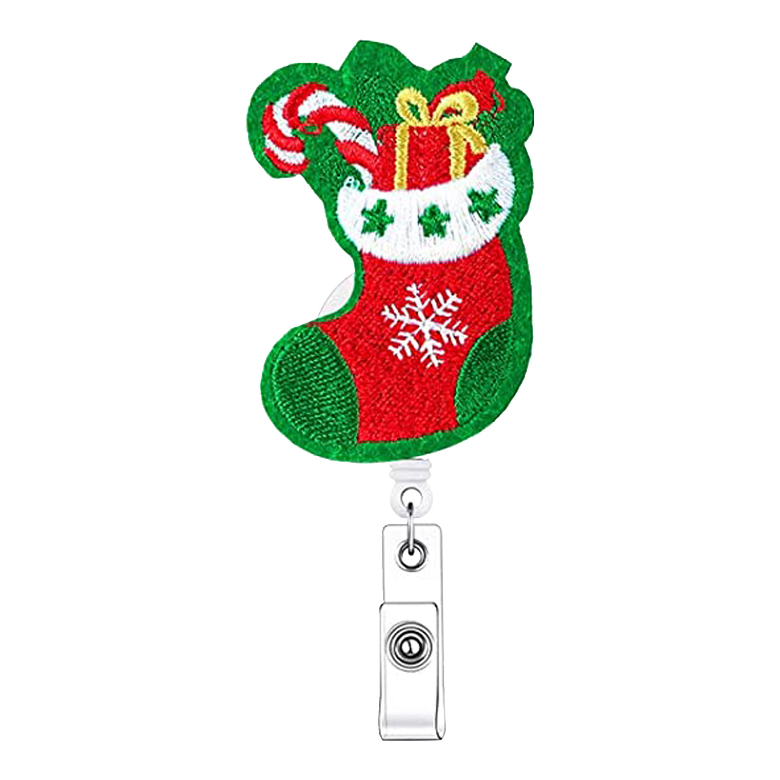 Picture of Handmade embroidery Christmas felt easy pull buckle easy pull snowflake snowman elk retractable rotating easy pull gift