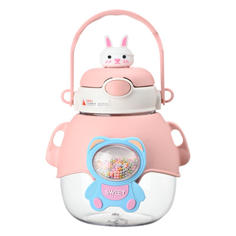 Big belly Cup children's cartoon straw water cup high-looking outdoor kettle student plastic cup gift Cup wholesale