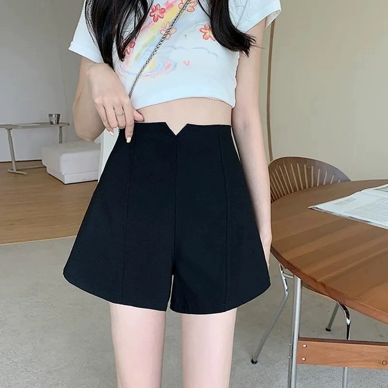 White suit shorts women's summer thin 2023 new small high waist tight stretch hot pants for hot girls a-line