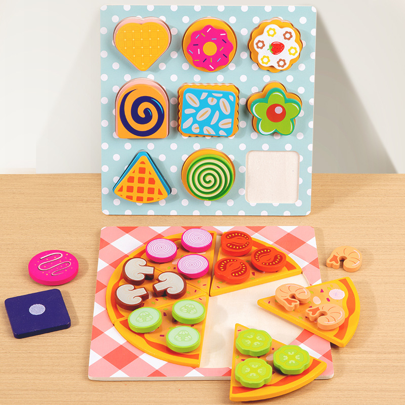 Children's Play Home Toy Wooden Puzzle Simulation Pizza Dessert Cookie Cookie Kitchen Che Che Le Early Education