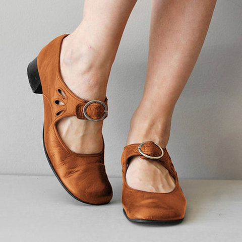 Picture of Foreign Trade Cross-Border New Spring New Product European and American Style Low Heel 40-43 Buckle Strap Shallow Mouth Flats Single Shoes