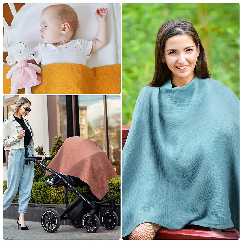 New Printed Pure Cotton Breastfeeding Cover Baby's Double-Layer Yarn Cloth Cart Blanket Anti-Loser Mother's Breastfeeding and Breastfeeding Towel