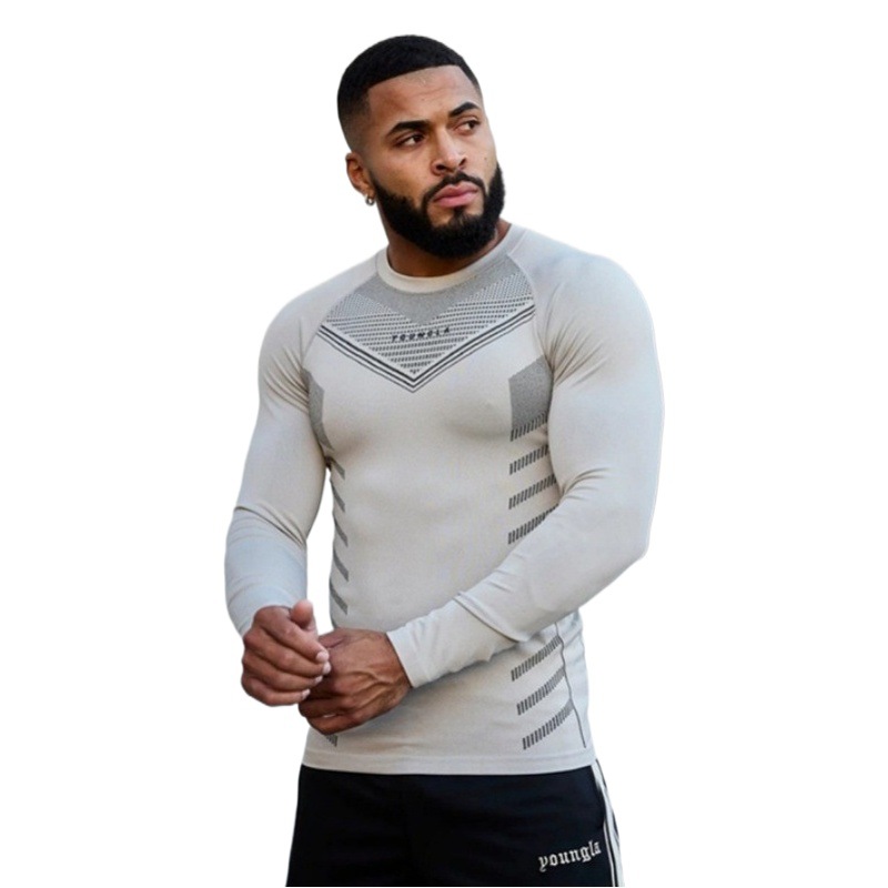 Muscle Fitness Sports Long-sleeved T-shirt Men's Slim-fit Breathable Casual Elastic Training Clothes Top Spring and Autumn New