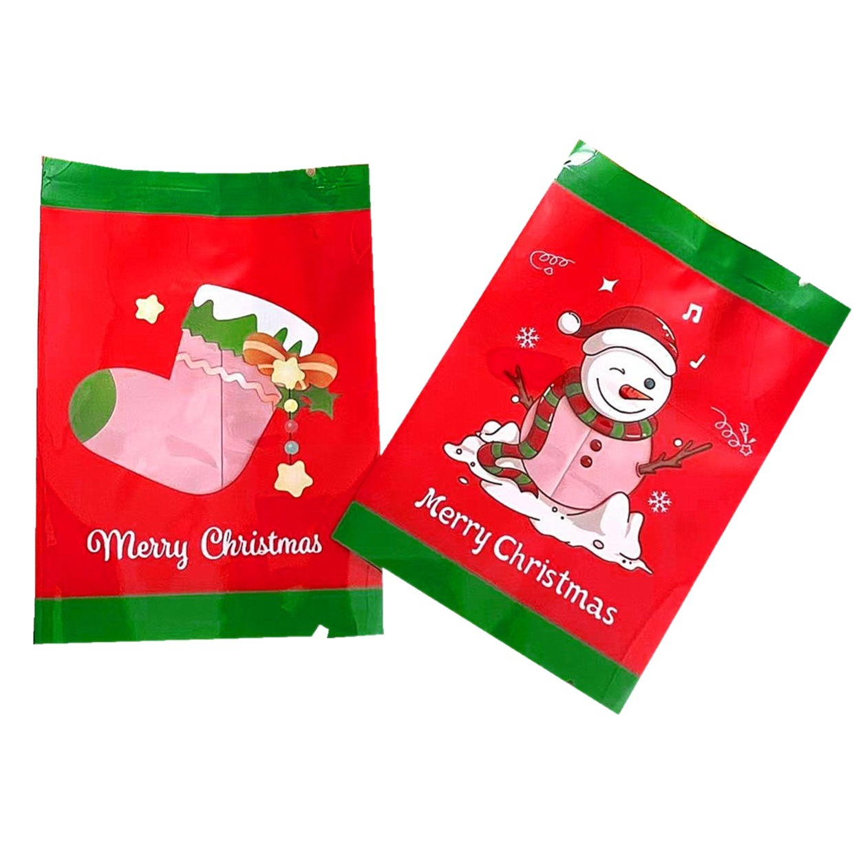 Christmas two-in-one machine seal bag New Year festive delivery crisp packaging cow rolling pineapple caramel biscuit green bean cake bottom