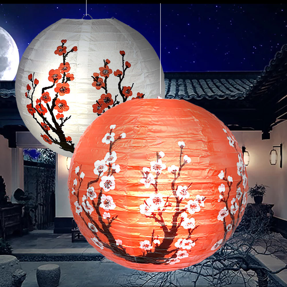 Picture of New Year lantern festival Mid-Autumn Festival Spring Festival paper lantern round decorative decoration plum blossom red lantern small lampshade Chinese ancient style