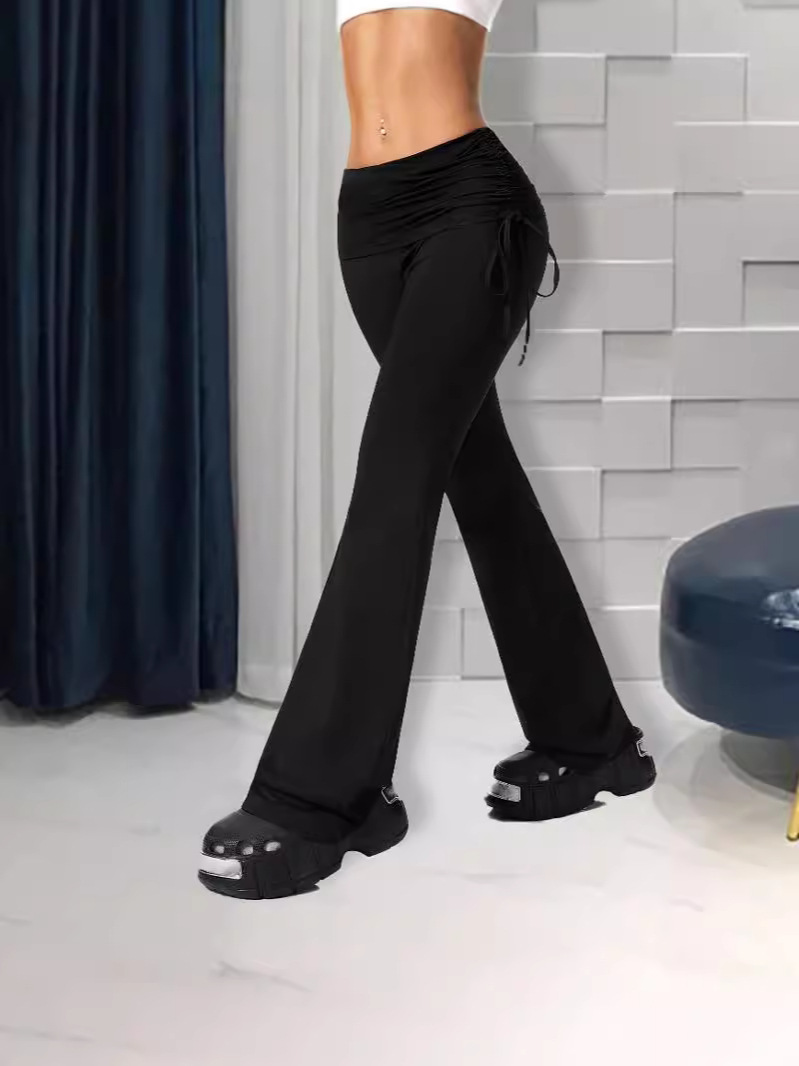 Cross-border European and American Women's Flared Pants 2024 New Pants Slim-fit Slimming Low-waisted Trousers Commuting Solid Color Women's Pants
