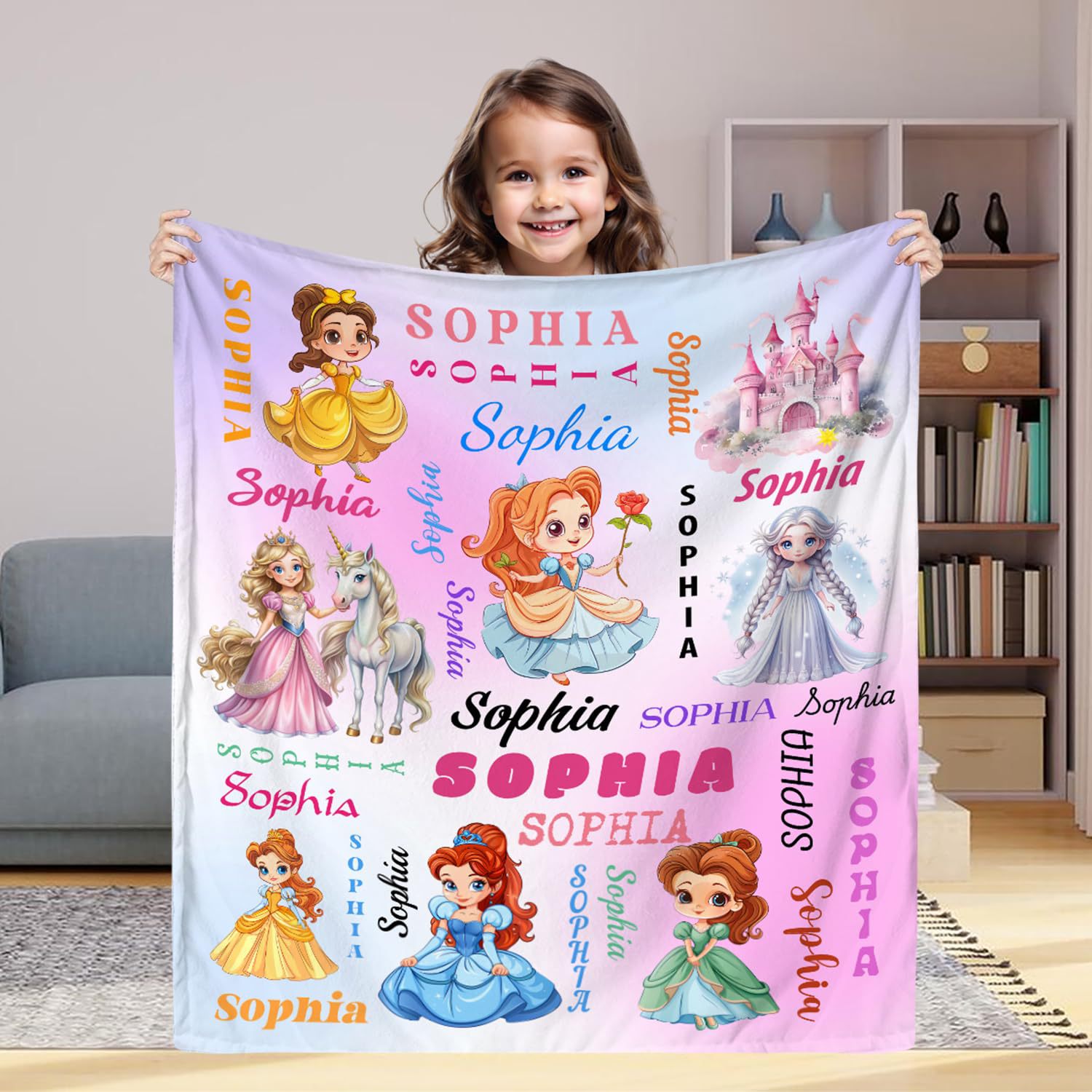 Personalized girl blanket with name soft and comfortable flannel warm home essential diy printed blanket