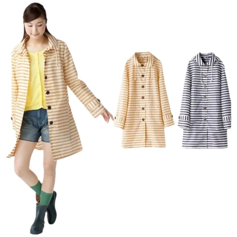 Fashion Striped Rainoutwear Women's Lightweight Outdoor Windbreaker Temperament Casual Jacket Amazon Aliexpress Foreign Trade Rainoutwear