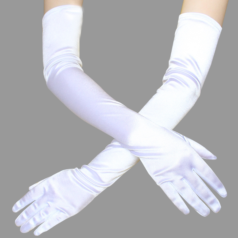 Picture of Satin Gloves Extra Long Dress Satin Gloves Wedding Performance Prom Gloves Costume Accessories Dance Gloves