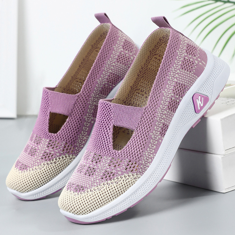 Women's Shoes New Summer Breathable and Comfortable Flats Old Beijing Cloth Shoes One-Leg Temu Cross-Border Wholesale Mother's Shoes