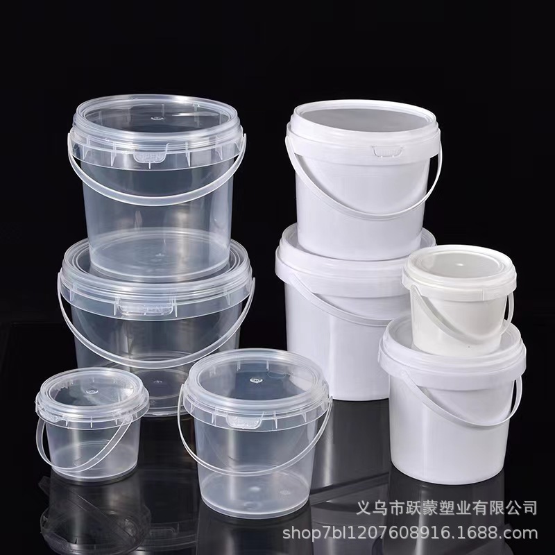 Transparent pp plastic bucket thickened portable 5L bucket disposable takeaway packing bucket with lid White small round bucket wholesale