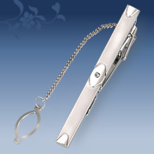 Picture of Metal tie clip men's suit chain 140 simple flower type business atmosphere with drill tie clip