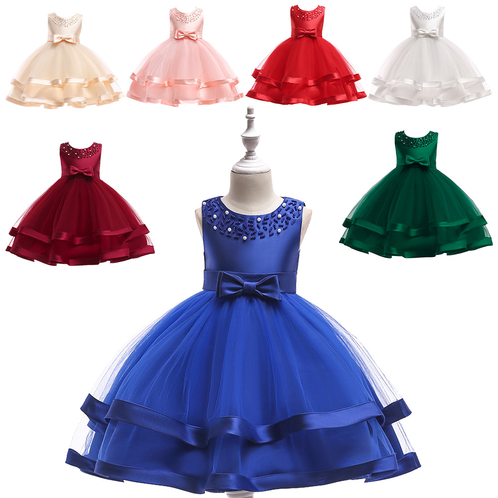 Girls' New Wish Tutu Skirt Beaded Performance Clothing Mesh Kidsren's Dress Dresses