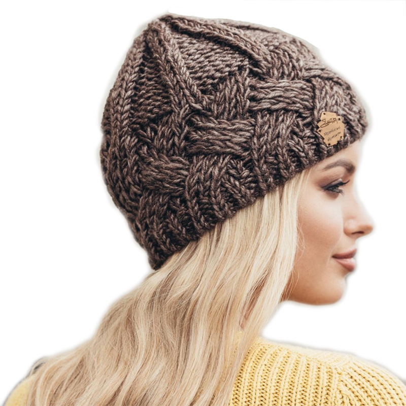 Picture of Cross-border New European and American Retro Style Diamond Plaid Thick Needle Wool Knitted Hat Men's and Women's Fashion Autumn and Winter Wool Hat