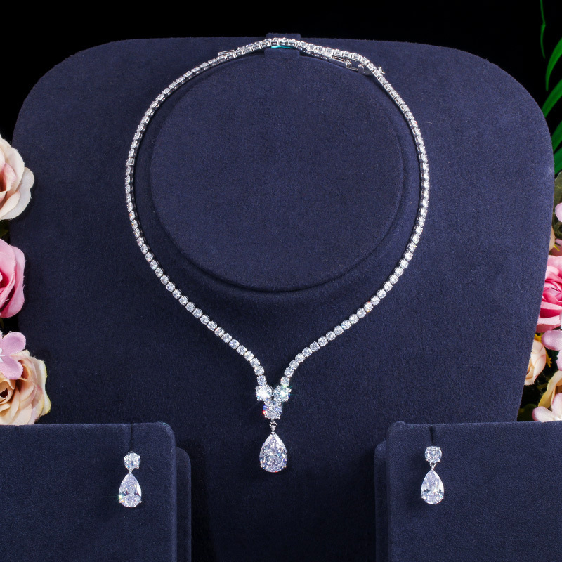 Korean Style Korean Style Fashion Necklace Earrings Two-Piece Bridal Wedding Party Dress Dinner Wedding Dress Accessories Set Chain