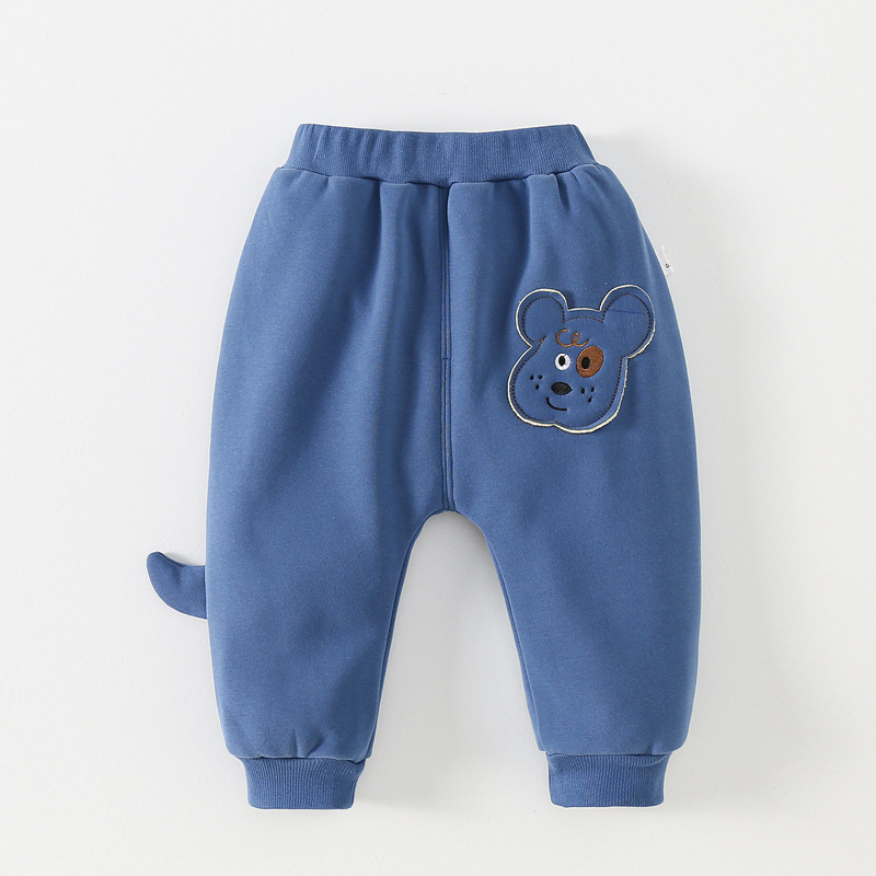Baby thickened pants winter boys' casual pants fleece-lined infant trousers baby girls' butt pants winter fashion