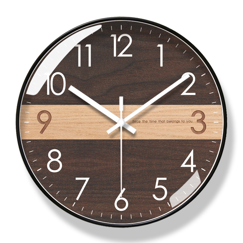 Picture of Yipula 6857 Wooden Texture Wall Clock Living Room Clock Fashion Art Clock Wall Watch Silent Sweep Second Quartz Clock