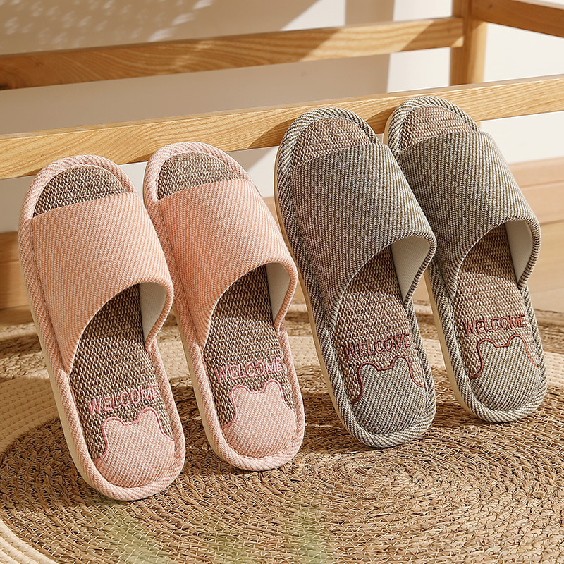 Deodorant Linen Slippers for Spring and Autumn Seasons Cotton and Linen Sandals for Home Indoor Fabric Cool Women's High Heels Wholesale Non-Slip