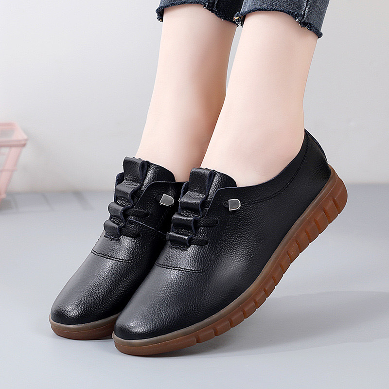 Leather Beef Sole Mother Shoes Soft Sole Soft Surface Comfortable Leather Shoes Super Soft Casual Non-Slip-on Shoes