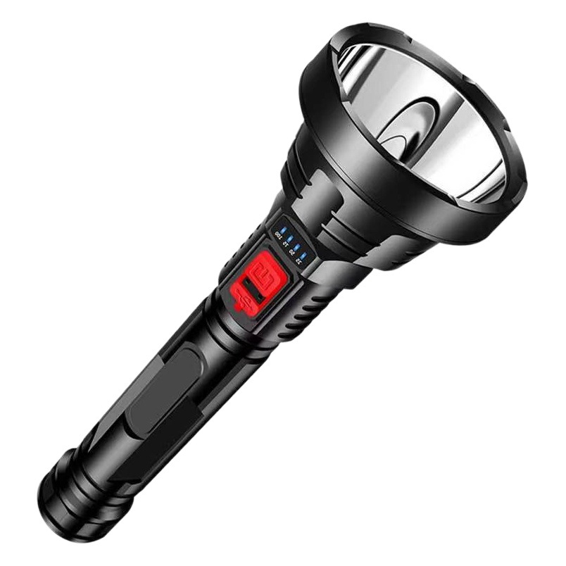 ABS plastic flashlight LED power display home outdoor long-range USB charging flashlight flashlight