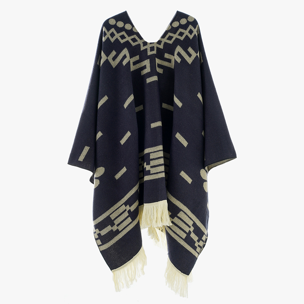Picture of 2025 New Tassel Pullover Cape Outer Wear Shawl Warm Large Shawl Outer Wear High-end Geometric Pattern
