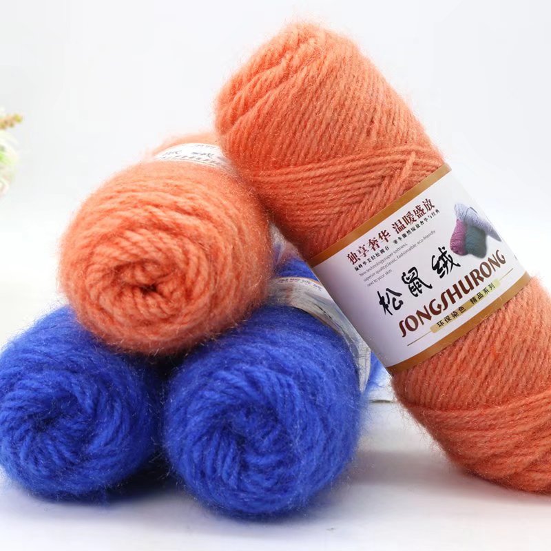 Squirrel yarn wool hand-knitted hat scarf coat thick bright silk 100 grams squirrel velvet a generation of hair