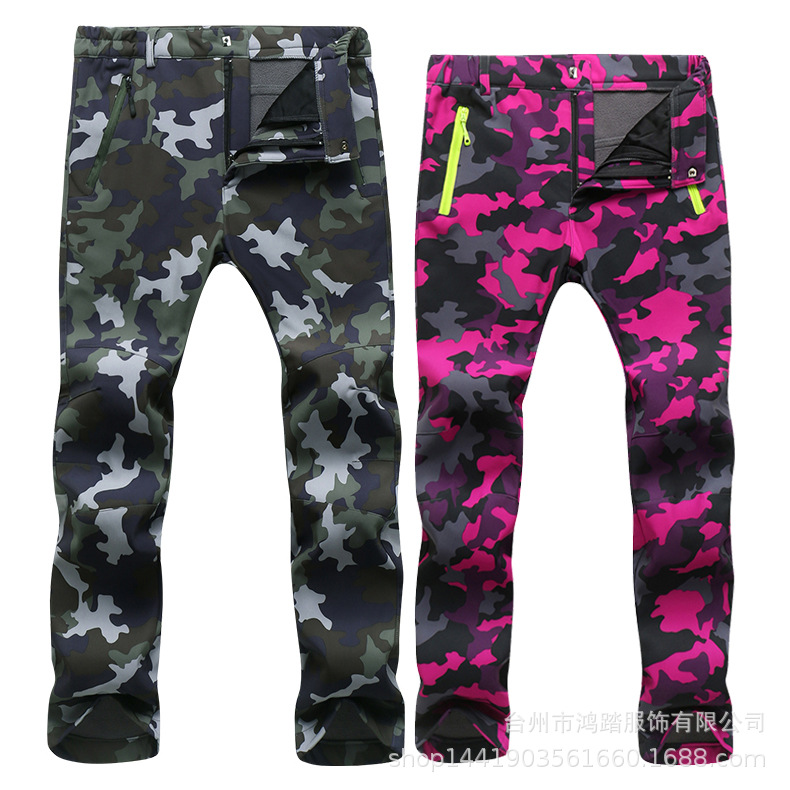 Picture of Outdoor Sports Rush Pants Men's Slim-fit Thickened Autumn and Winter Large Size Windproof Soft Shell Fleece Ski Climbing Pants Women
