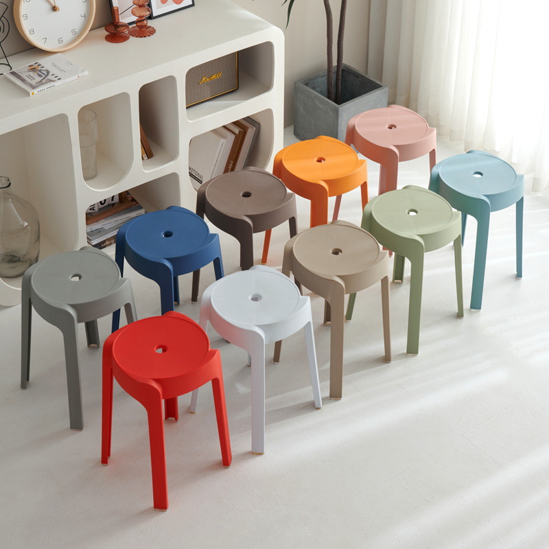 Picture of High Mature Plastic Stool Thickened Square Circle Backrest Home Dining Table Plastic Stool Dengzi Windmill Simple Bench Nordic Living Room