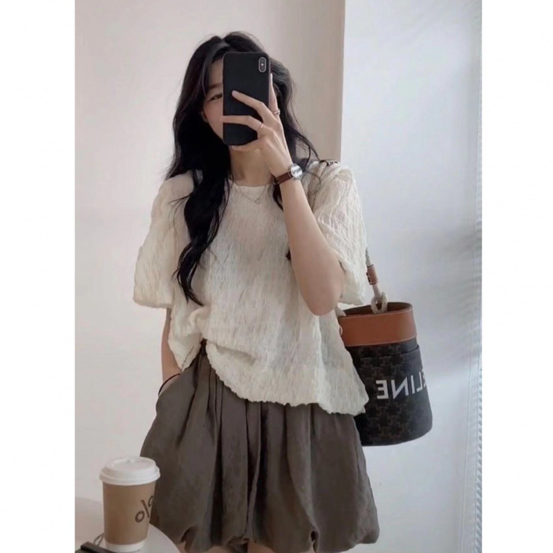 Picture of Summer women's clothing salt slightly fat wear retro chic light mature Hong Kong style high-grade top two-piece suit shorts