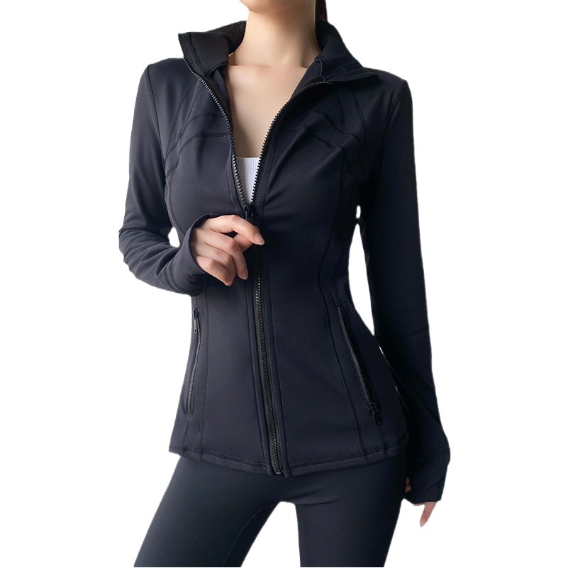 Yoga Clothes Coat Women's Autumn and Winter Zipper Vertical Collar Slim-fit Slim-fit Sports Top Define Jacket Fitness Clothes