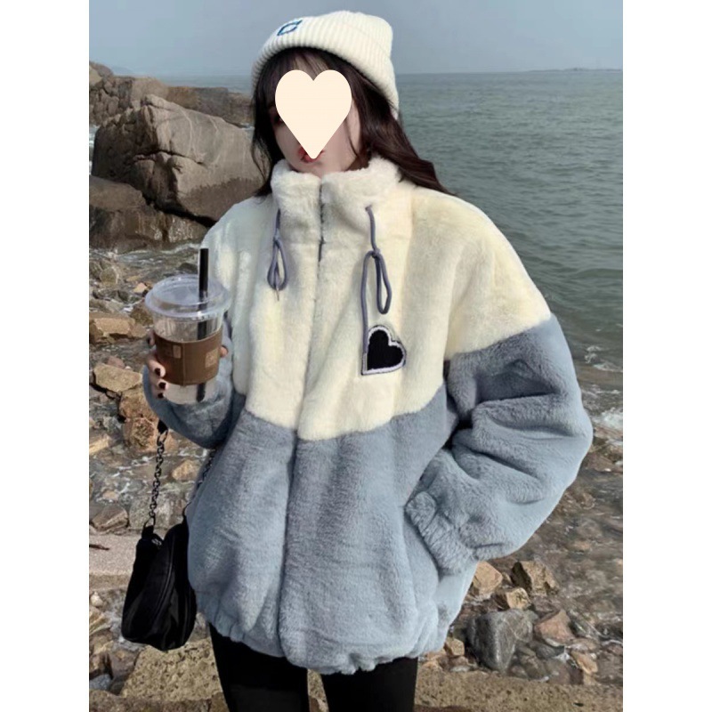Picture of fleece-lined thickened sweater girl 2025 autumn and winter junior high school Senior high school students cotton-padded coat cotton-padded jacket coat