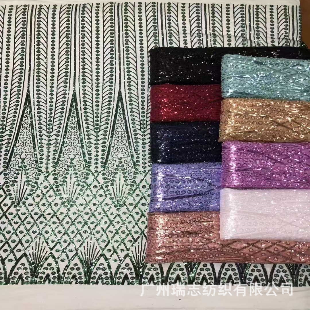 European and American geometric polka dotted sequin lace fabric bead tube embroidery wedding dress evening dress cheongsam fabric lace