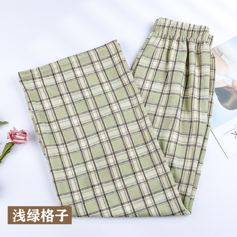 Picture of Black and White Plaid Wide-Leg Pants for Women in Summer Thin High-Waisted Loose Slimming Look Floor-Length Casual Straight Pants Live Broadcast Welfare Style