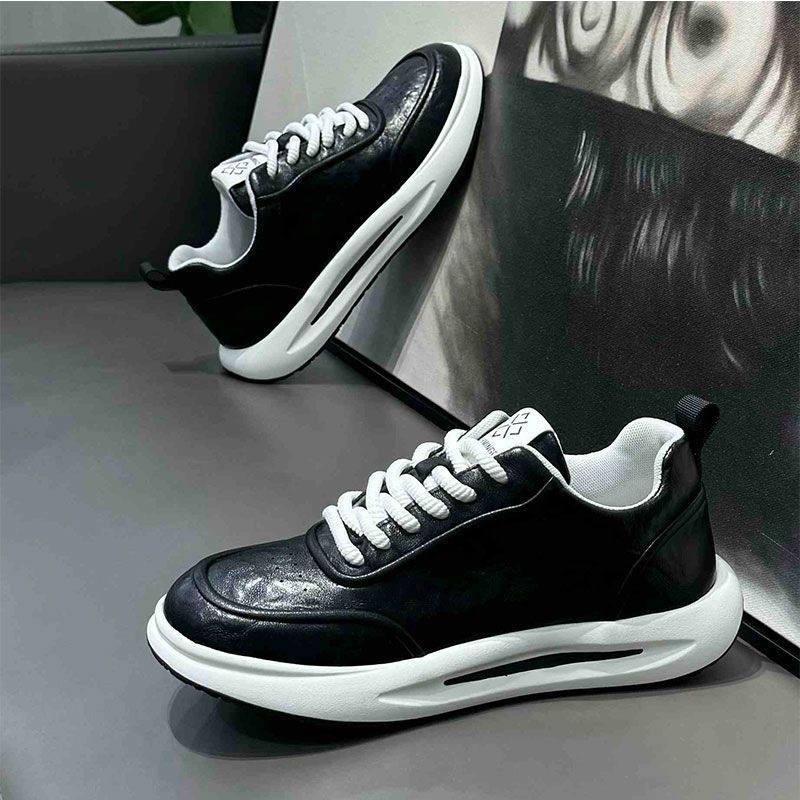 Men's casual shoes new simple pu thick-soled lace-up Korean-style skate shoes cross-border supply comfortable breathable men's shoes