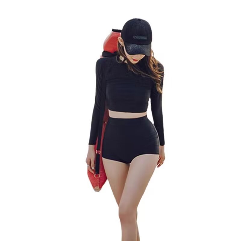 Picture of SOURCE Factory South Korea ins Dongdaemun swimsuit women's long sleeve split conservative high waist ins sports cross-border swimsuit