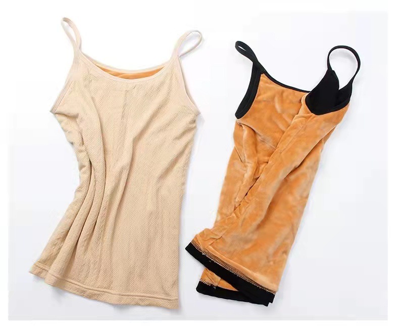 Picture of Autumn and Winter Classic Body-Shaping Twist Warm Vest Women's Double-Layer Fleece-Lined Thickened High-Elastic Base Student Sling Top